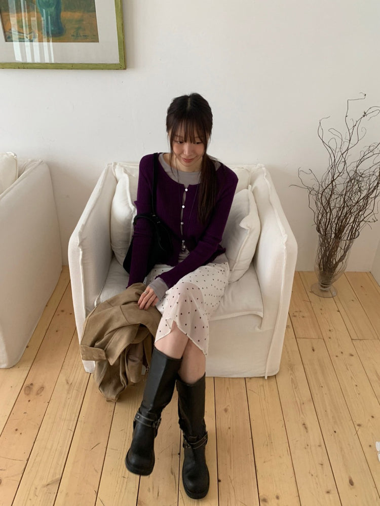 花邊排鈕顯瘦針織外套