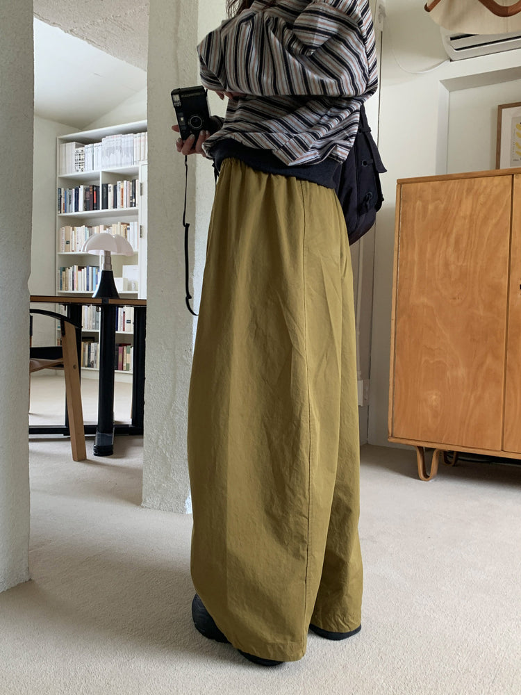 美肩條紋細節束口上衣