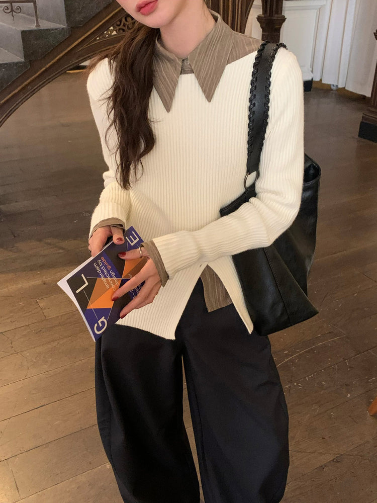 側壓線弧形細節廓形西褲