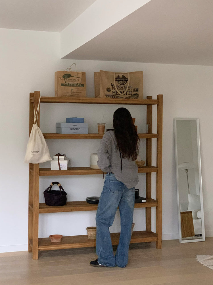 基礎復古美刷色直筒牛仔褲