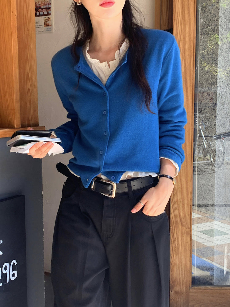 復古美色雙壓褶垂感闊褲(附皮帶)