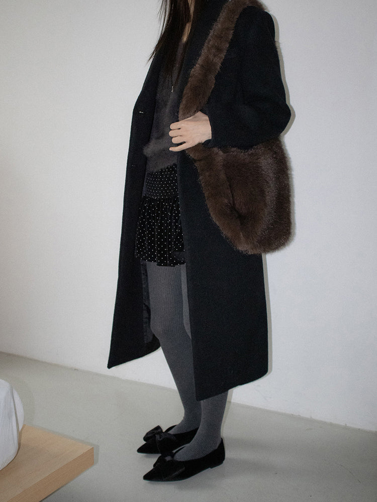 經典蝴蝶結絲絨質感尖頭鞋