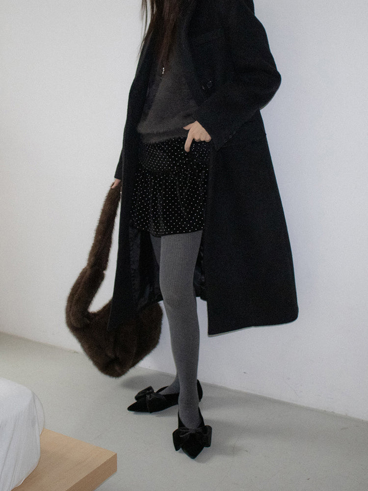 經典蝴蝶結絲絨質感尖頭鞋