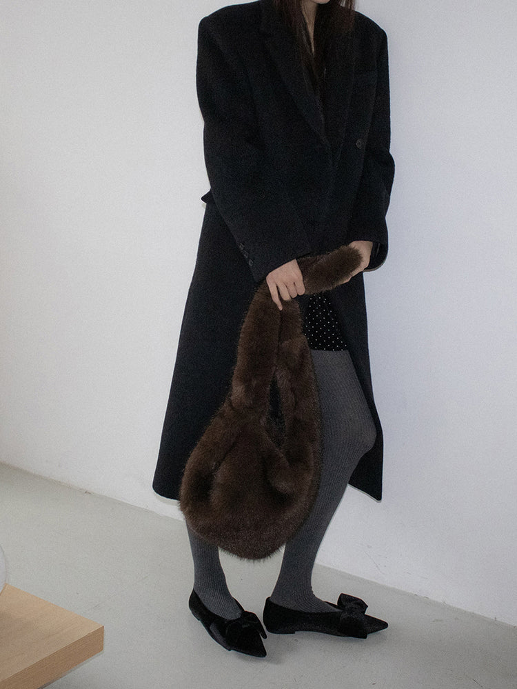 經典蝴蝶結絲絨質感尖頭鞋