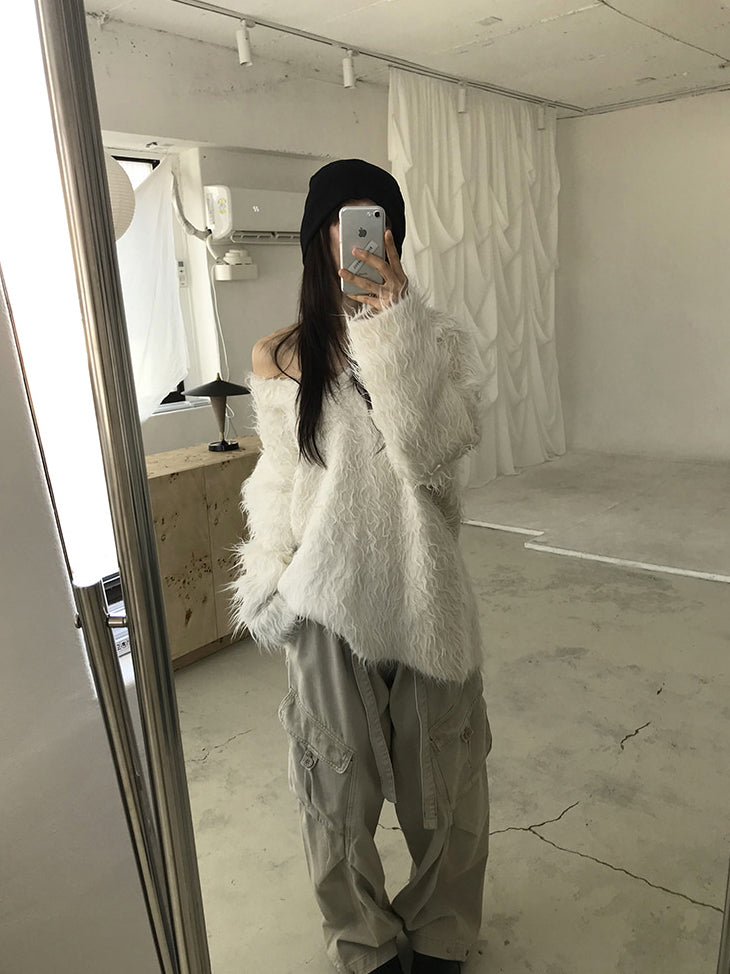 (現)毛流質感V領毛衣