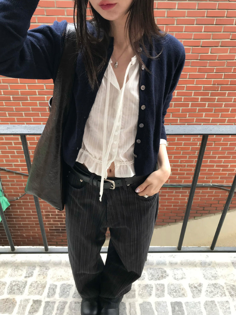 美色暗條紋質感直褲
