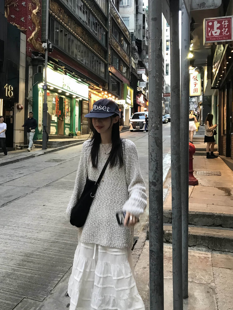 顆粒質感細節顯瘦針織衫