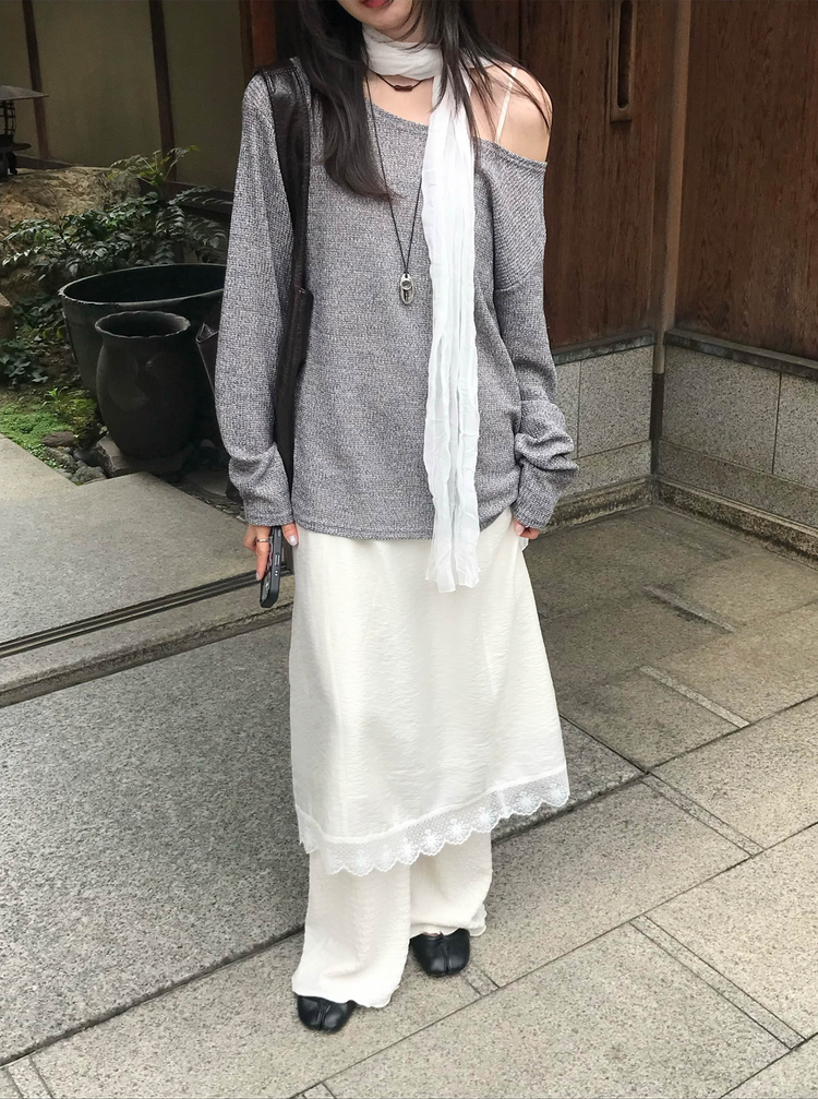 蕾絲邊紋理細節連身裙
