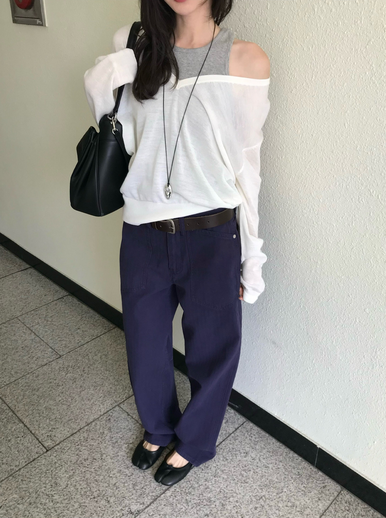 美色口袋細節直褲