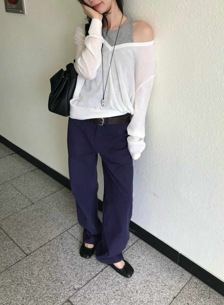 美色口袋細節直褲