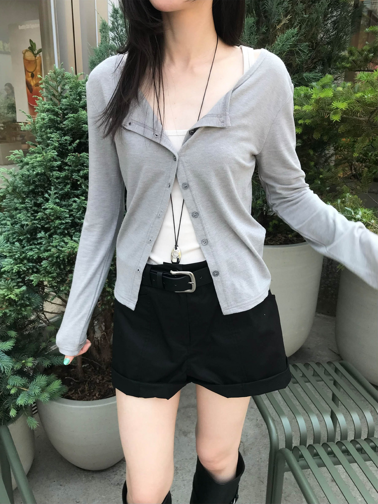 美色圓領排鈕外套