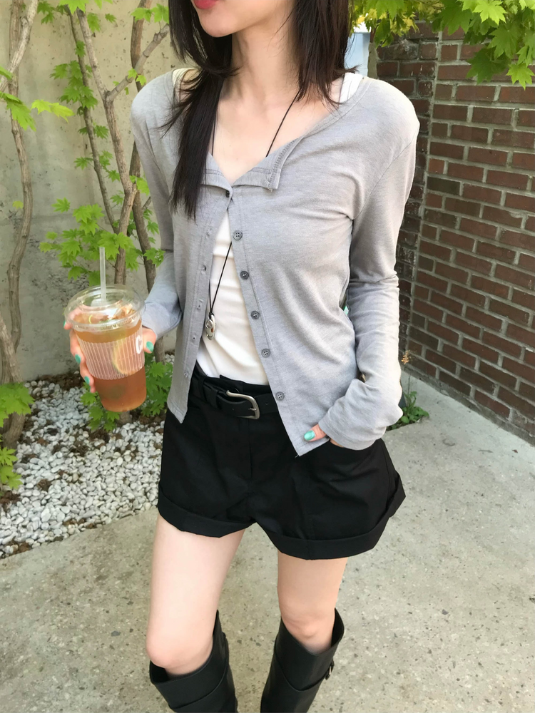 美色圓領排鈕外套