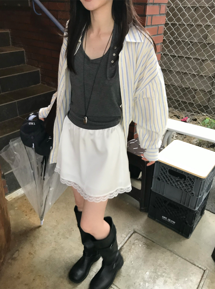 撞色條紋寬鬆襯衫