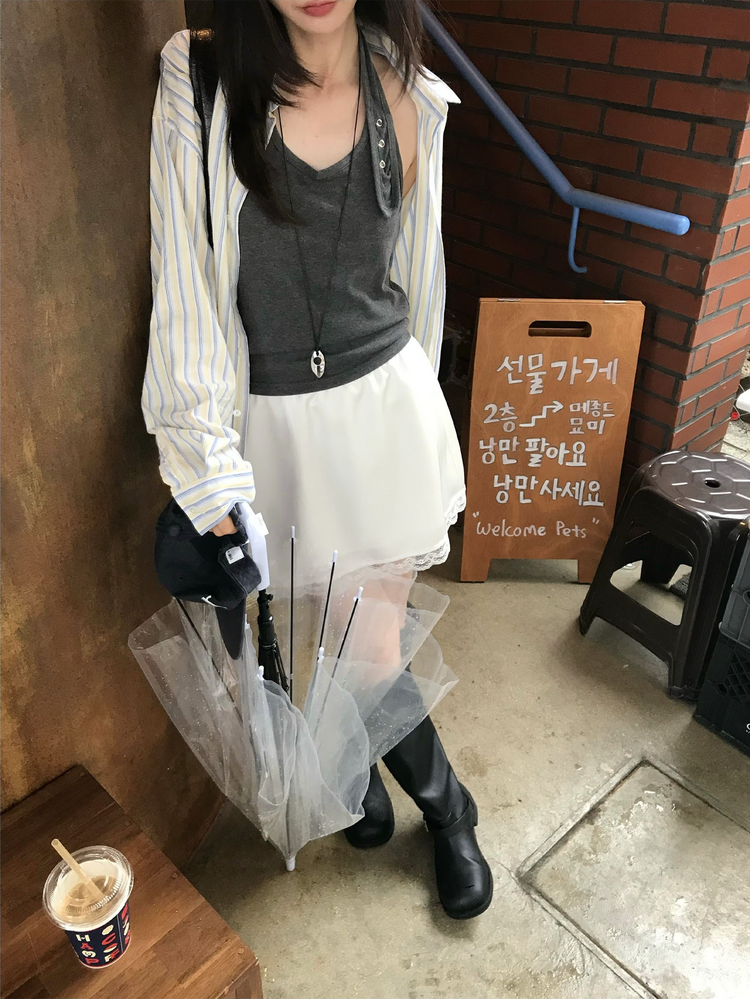 撞色條紋寬鬆襯衫
