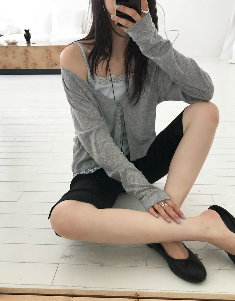 蕾絲邊平口多色背心
