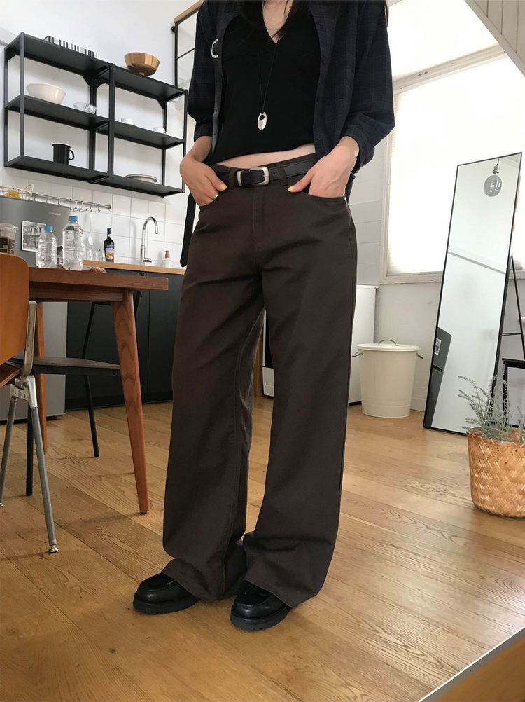 美色極簡低腰修身直褲