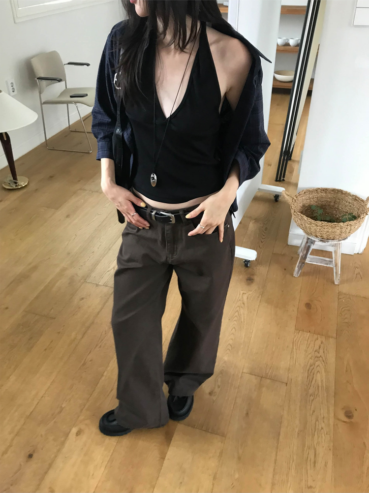 美色極簡低腰修身直褲