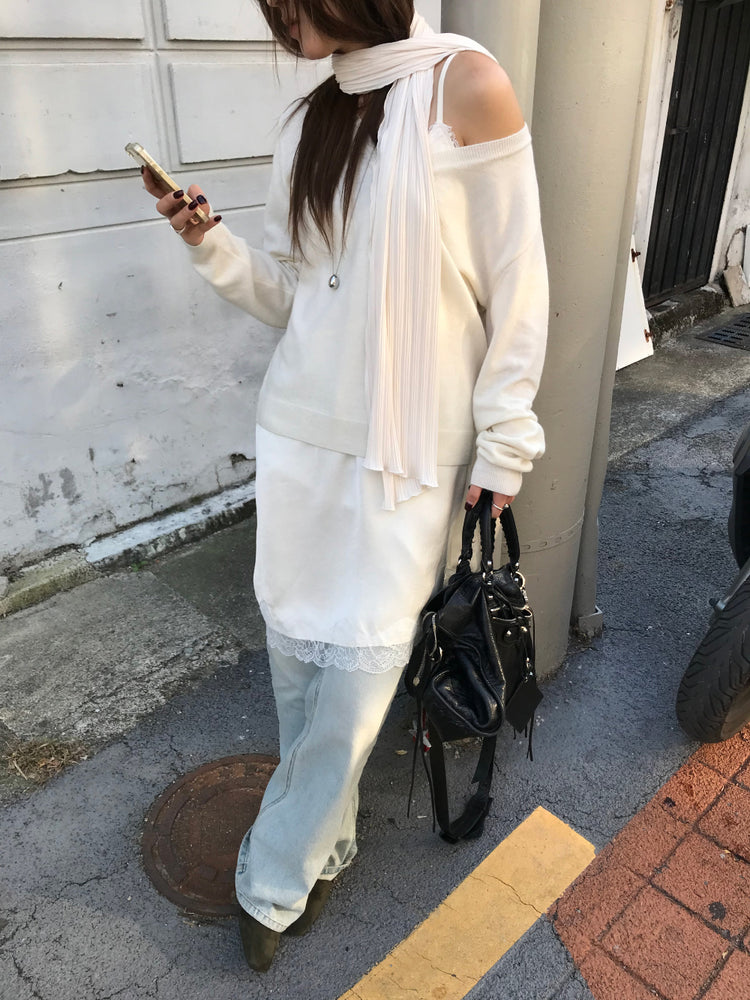 霧光蕾絲邊連身裙