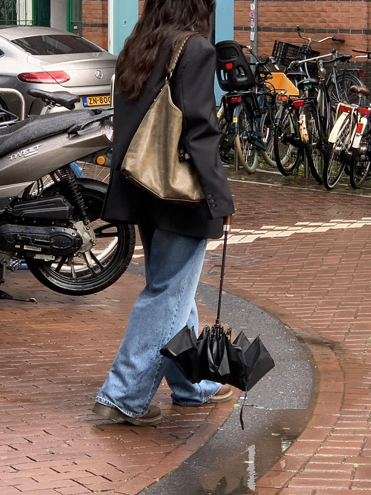 復古美刷色微鬆直筒牛仔褲