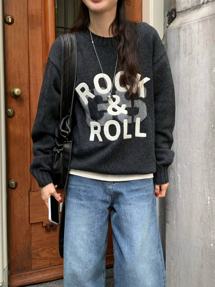 高質字母印花針織毛衣