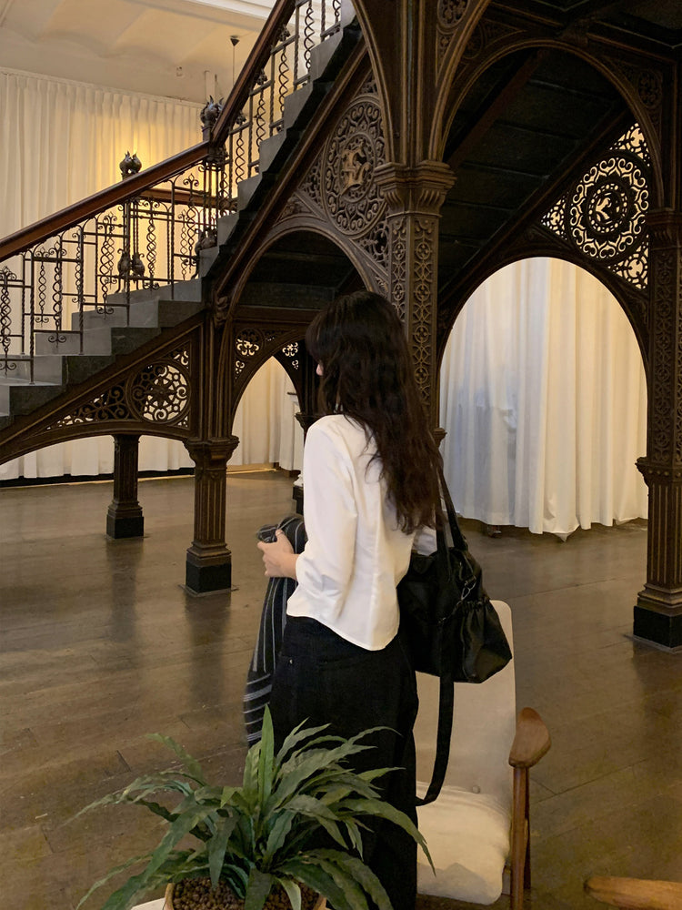 七分袖修腰層次襯衫