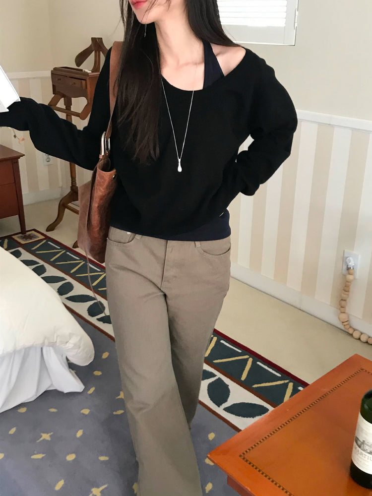 美色基礎低腰直筒褲