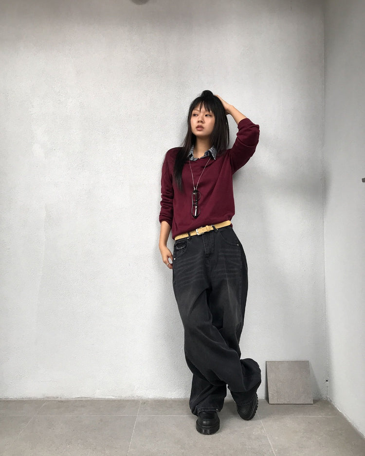 微透美色V領針織衫