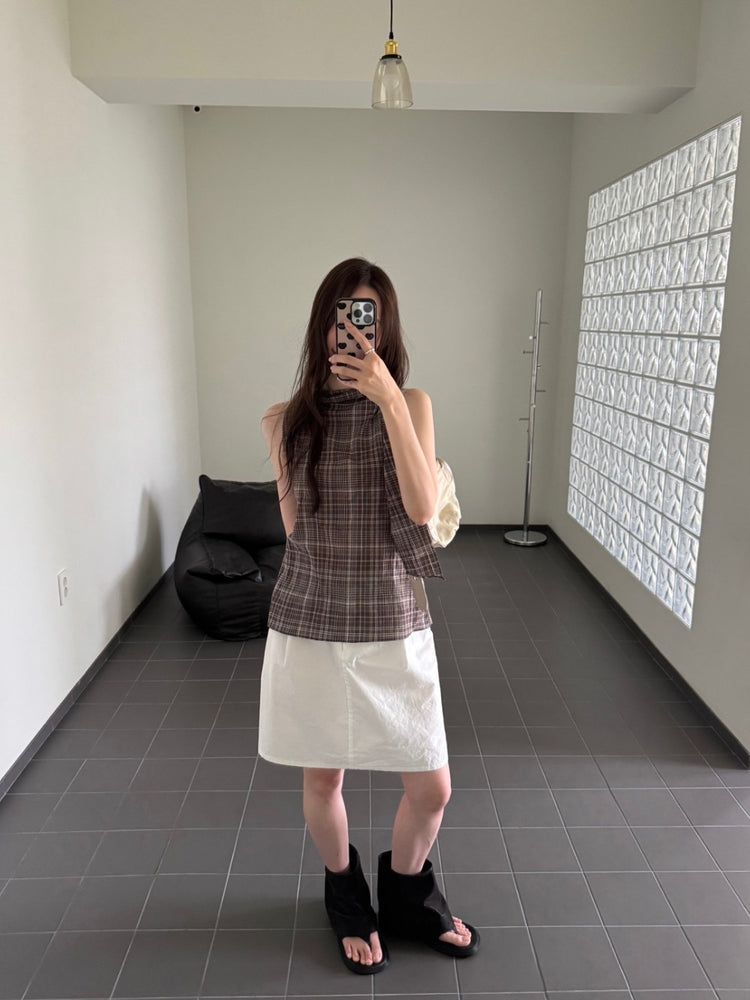雙壓褶細節半裙