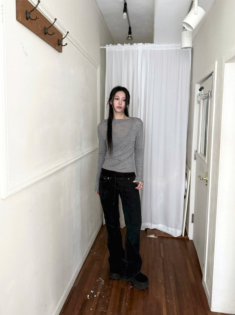 微透美肩側扣鈕細節上衣