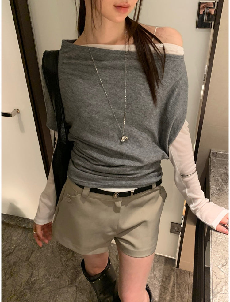 美肩堆堆細節修身上衣