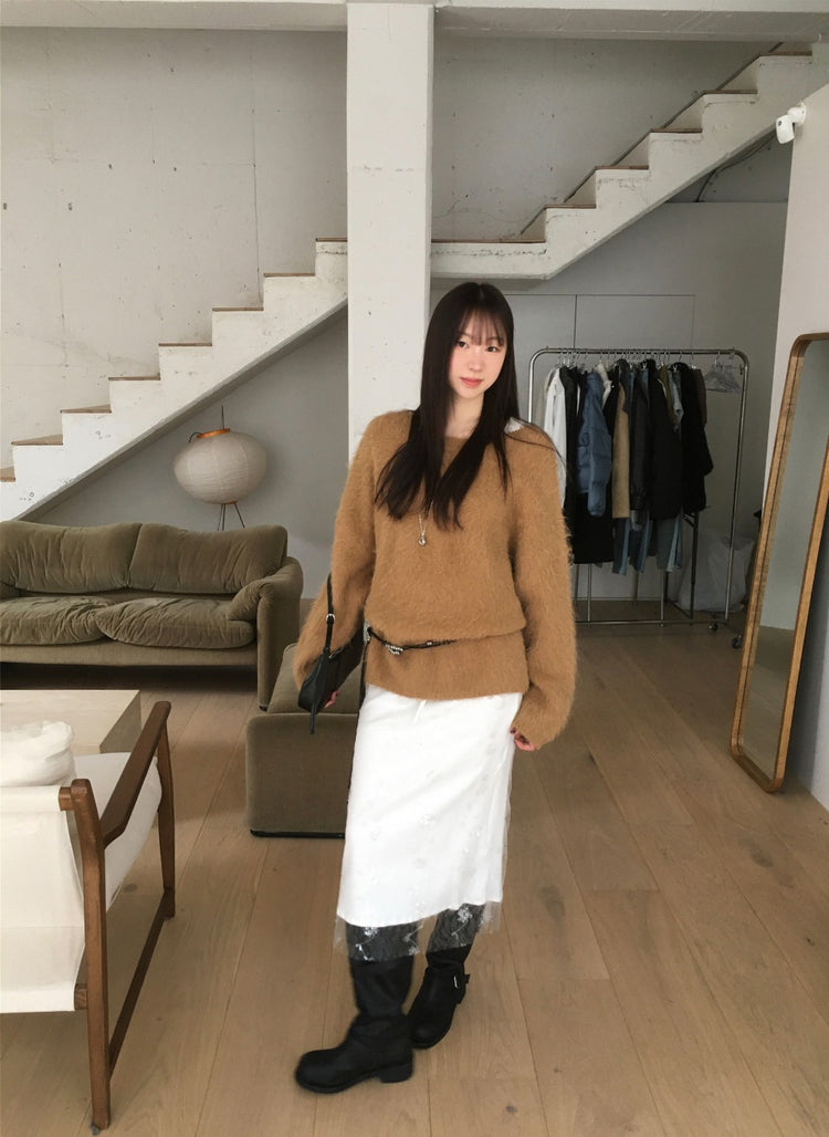 美肩毛流質感寬鬆毛衣