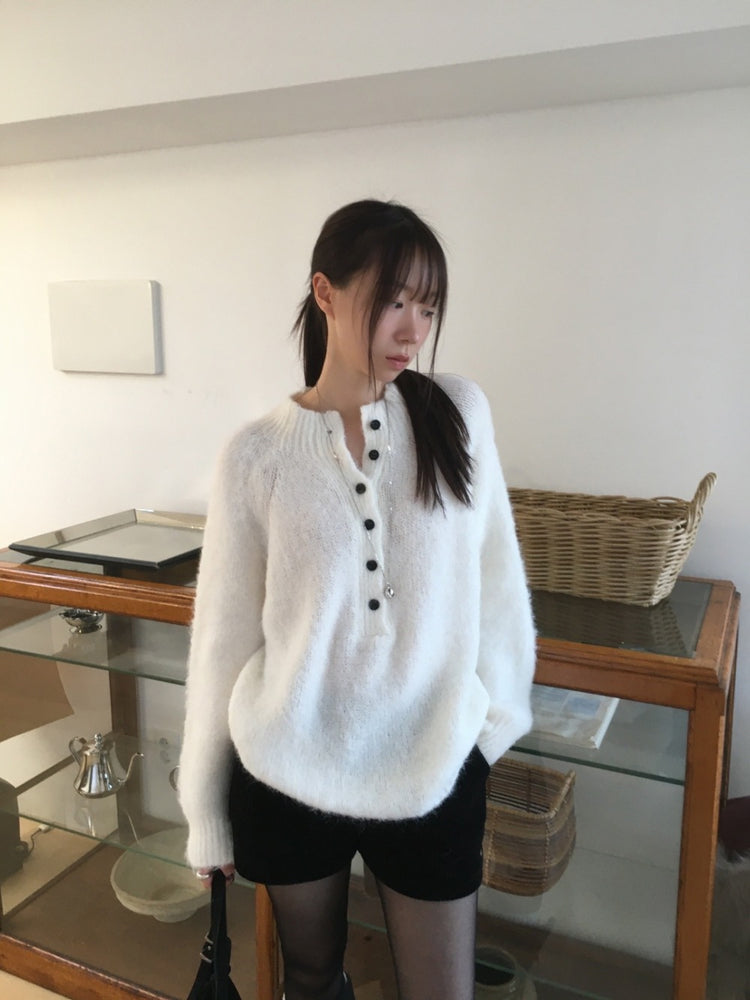 微立領美肩細節毛衣