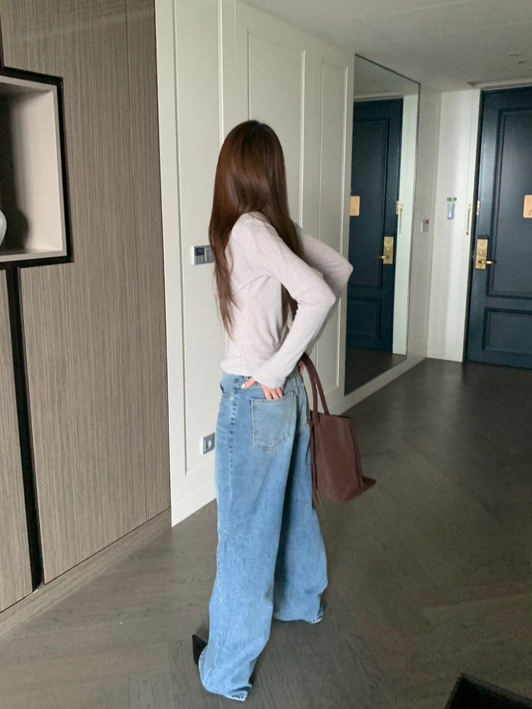 美鎖骨掛脖假兩件式上衣
