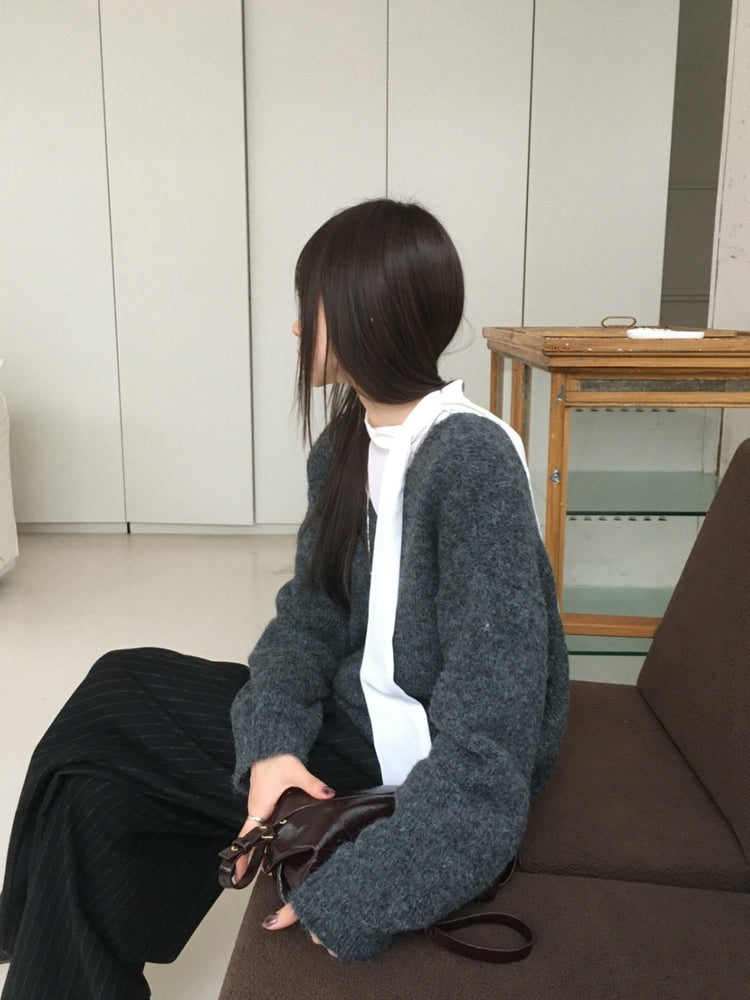 美背V領綁帶細節毛衣