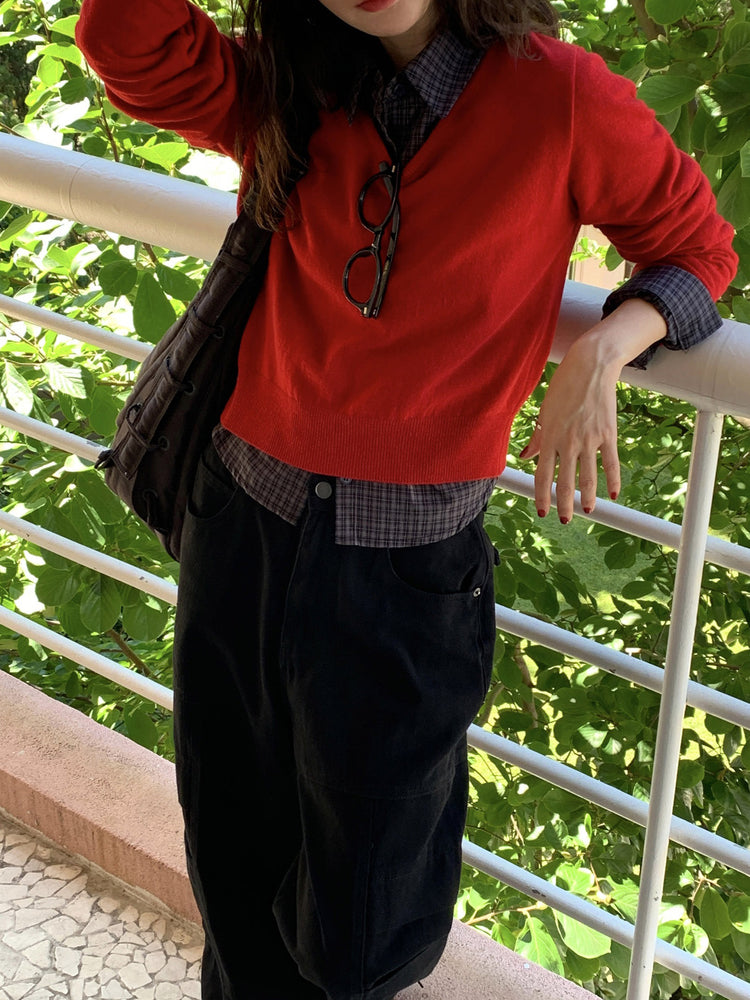 復古美色廓形工裝褲