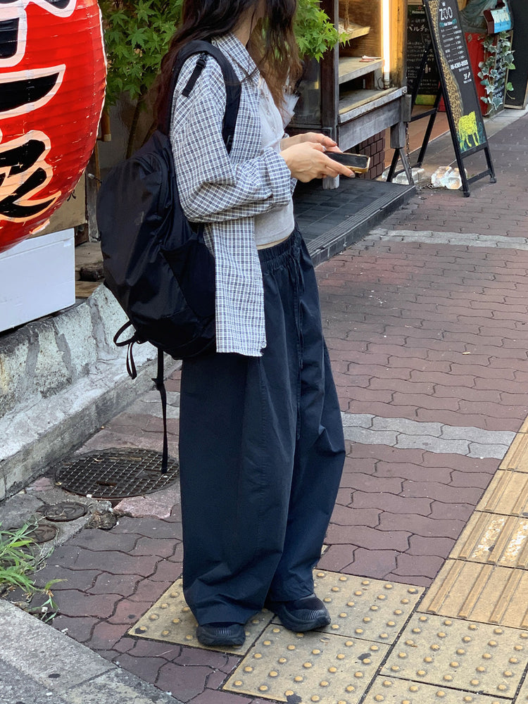 休閒雙壓褶寬鬆闊褲