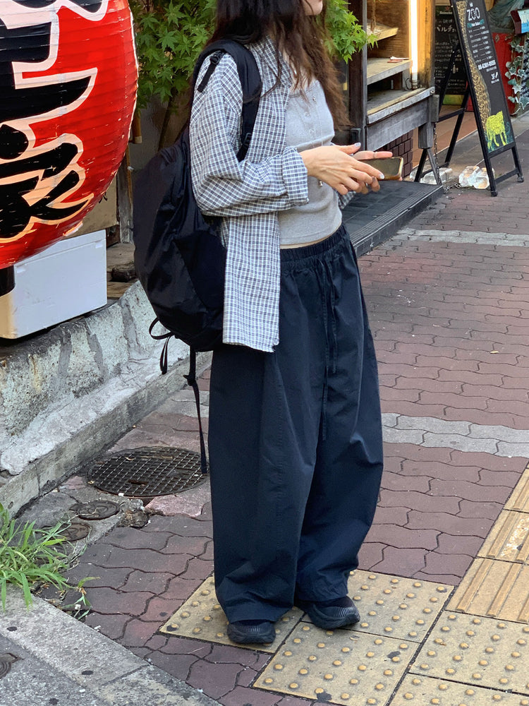 休閒雙壓褶寬鬆闊褲