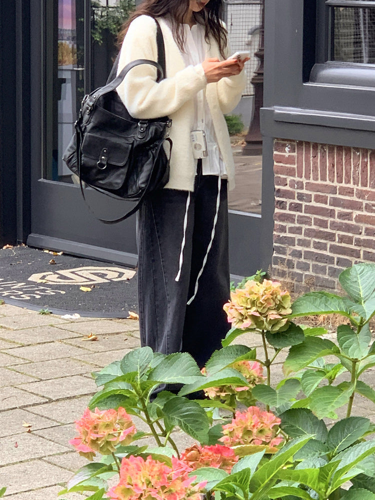側壓線細節直腿牛仔褲