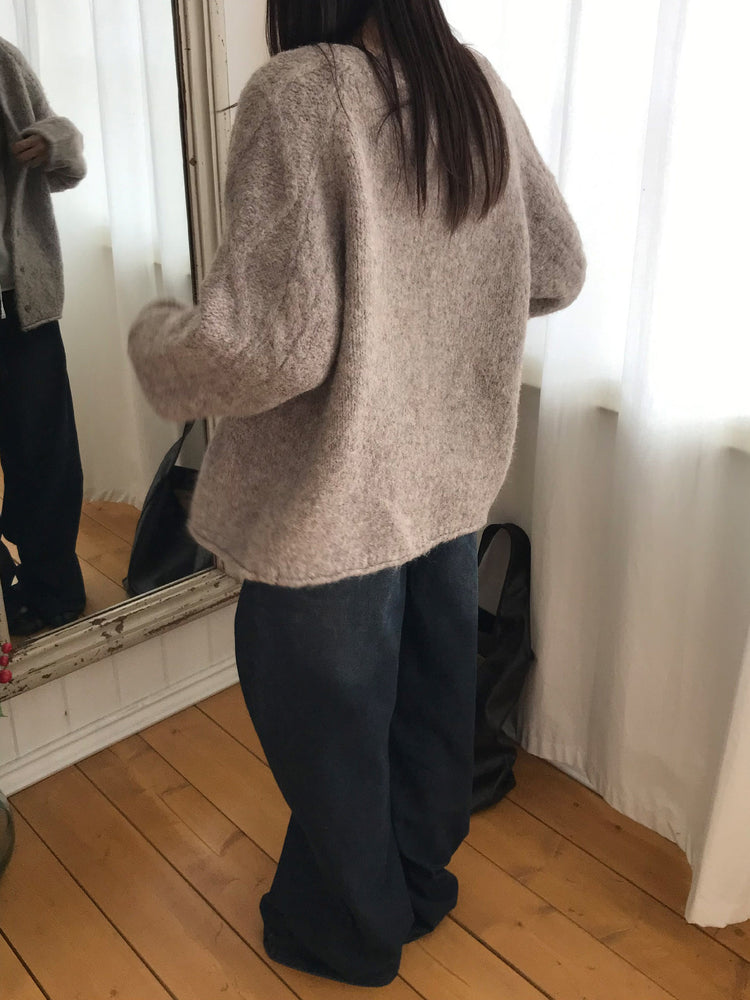 暗菱格紋理針織外套