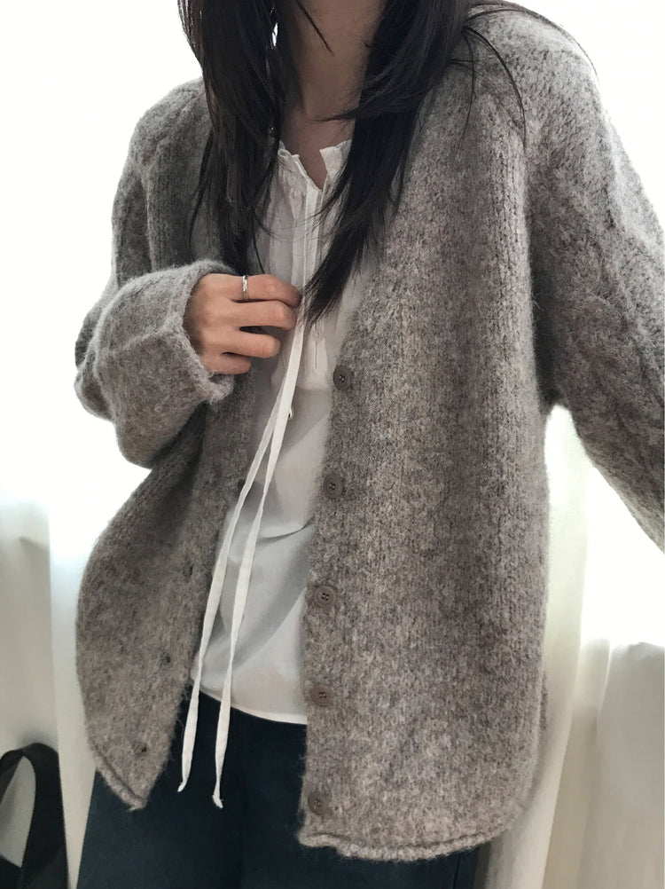 暗菱格紋理針織外套