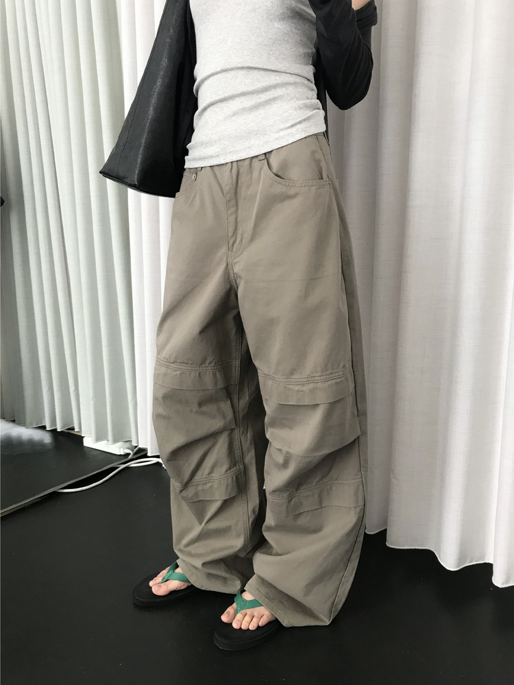美色寬鬆層次工裝褲