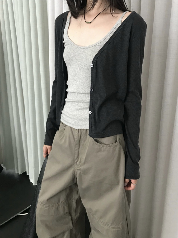 美色寬鬆層次工裝褲
