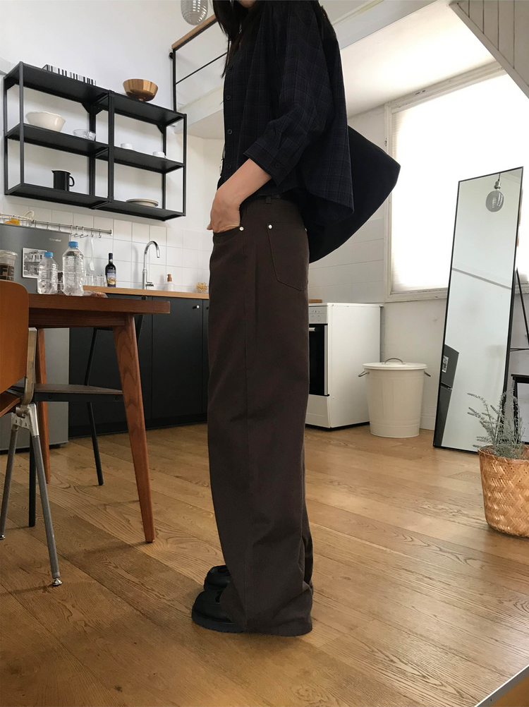 撞色格紋七分袖襯衫