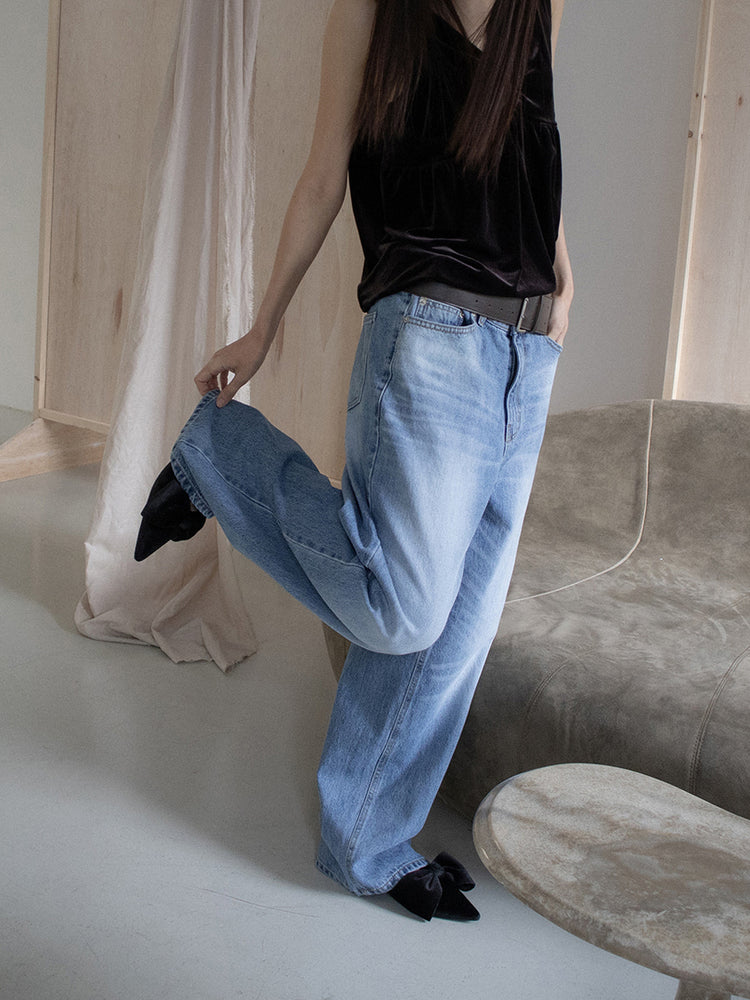 絲絨V領抓皺細節背心