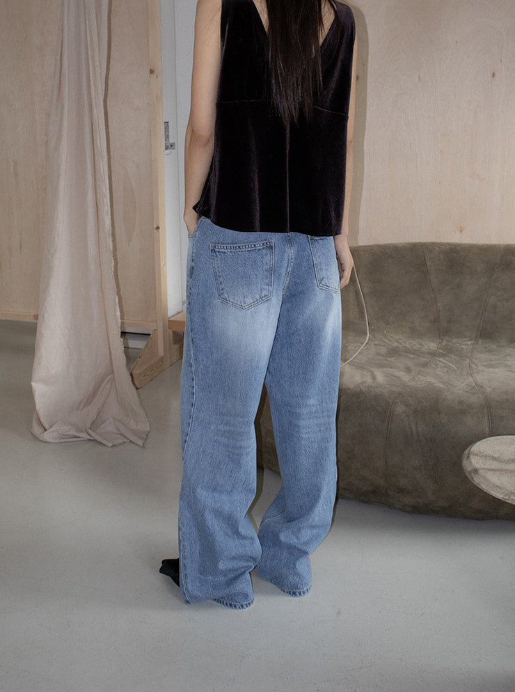 絲絨V領抓皺細節背心