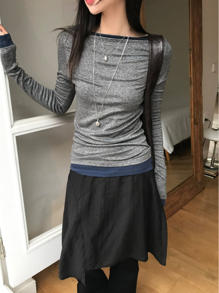 美色船領修身上衣