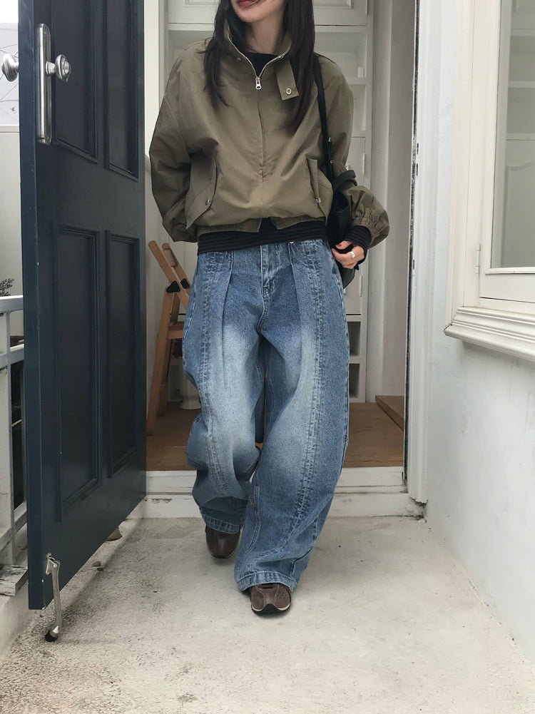 復古立領雙拉鏈細節外套