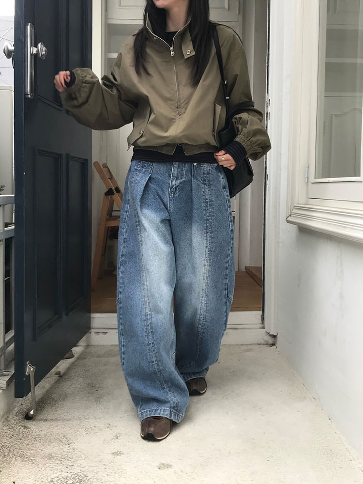 復古立領雙拉鏈細節外套