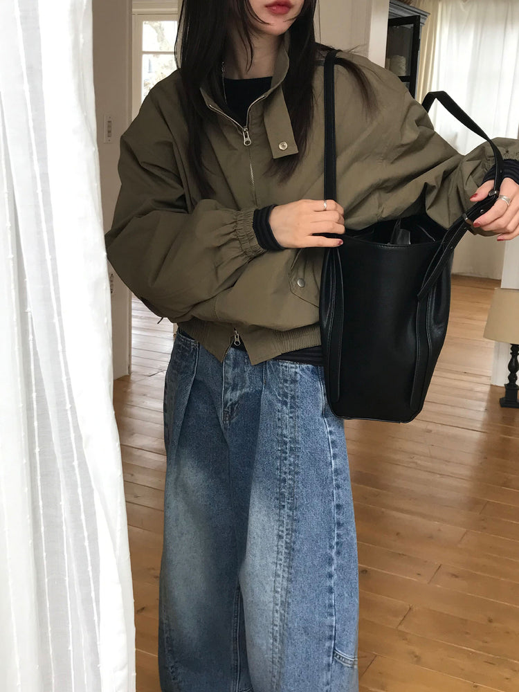 復古立領雙拉鏈細節外套