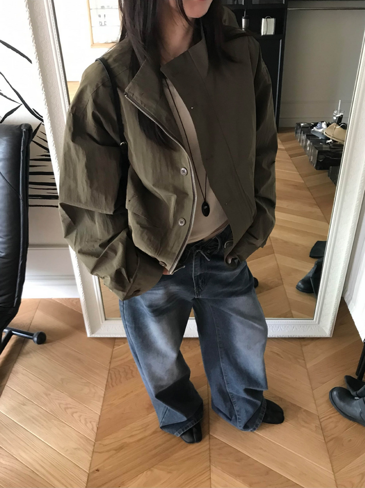 高質立領排鈕細節外套